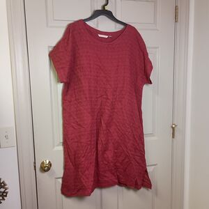 Soft Surroundings Womens Shift Dress Size PS Petite Red Short Sleeve Linen Blend
